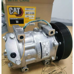 CAT 567-5159 24V DC Refrigerant Compressor | Heavy Equipment Air Conditioning Unit